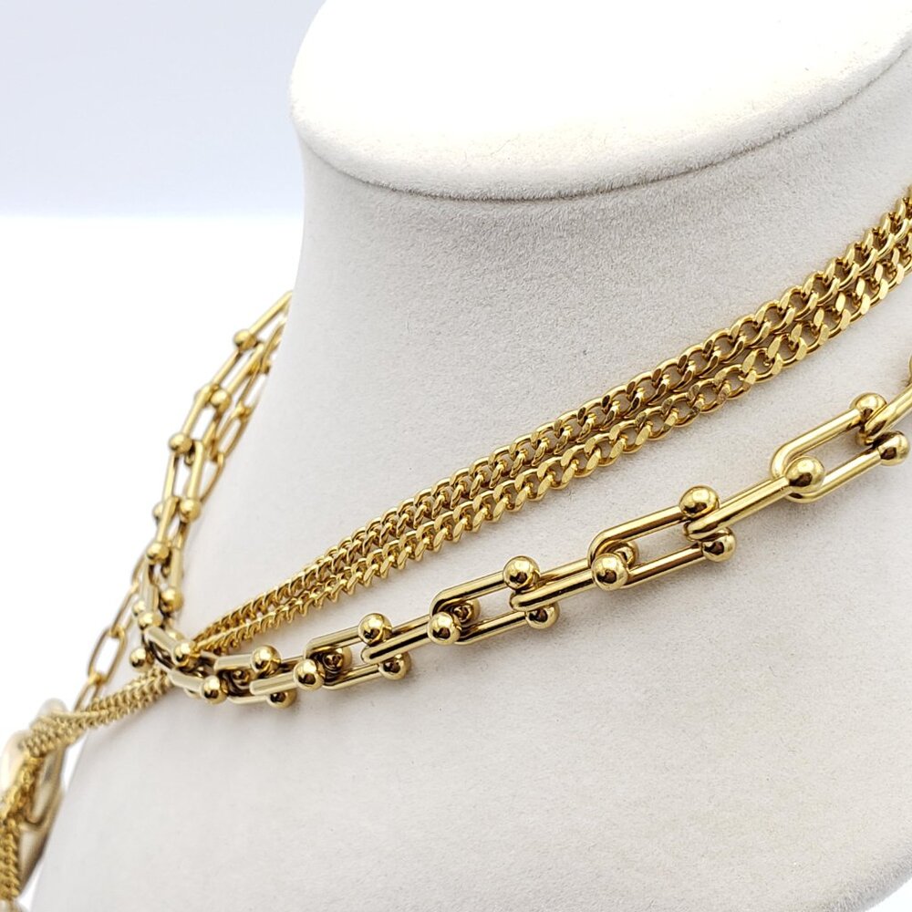 Double Chain Necklace with Authentic Louis Vuitton Padlock Pendant & Fresh Pearl - Picture 4 of 12